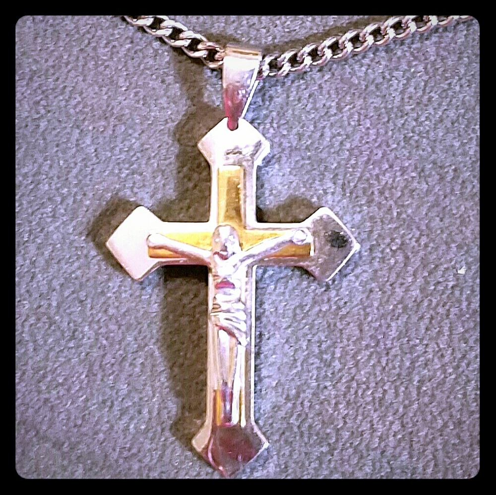 14ct gold & silver cross